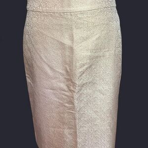 J. Crew Women's Gold and Cream 100% Silk Skirt size 2 work‎ office glam